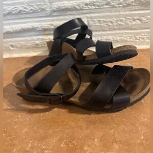 Birkenstock Papillio sandals with ankle strap.